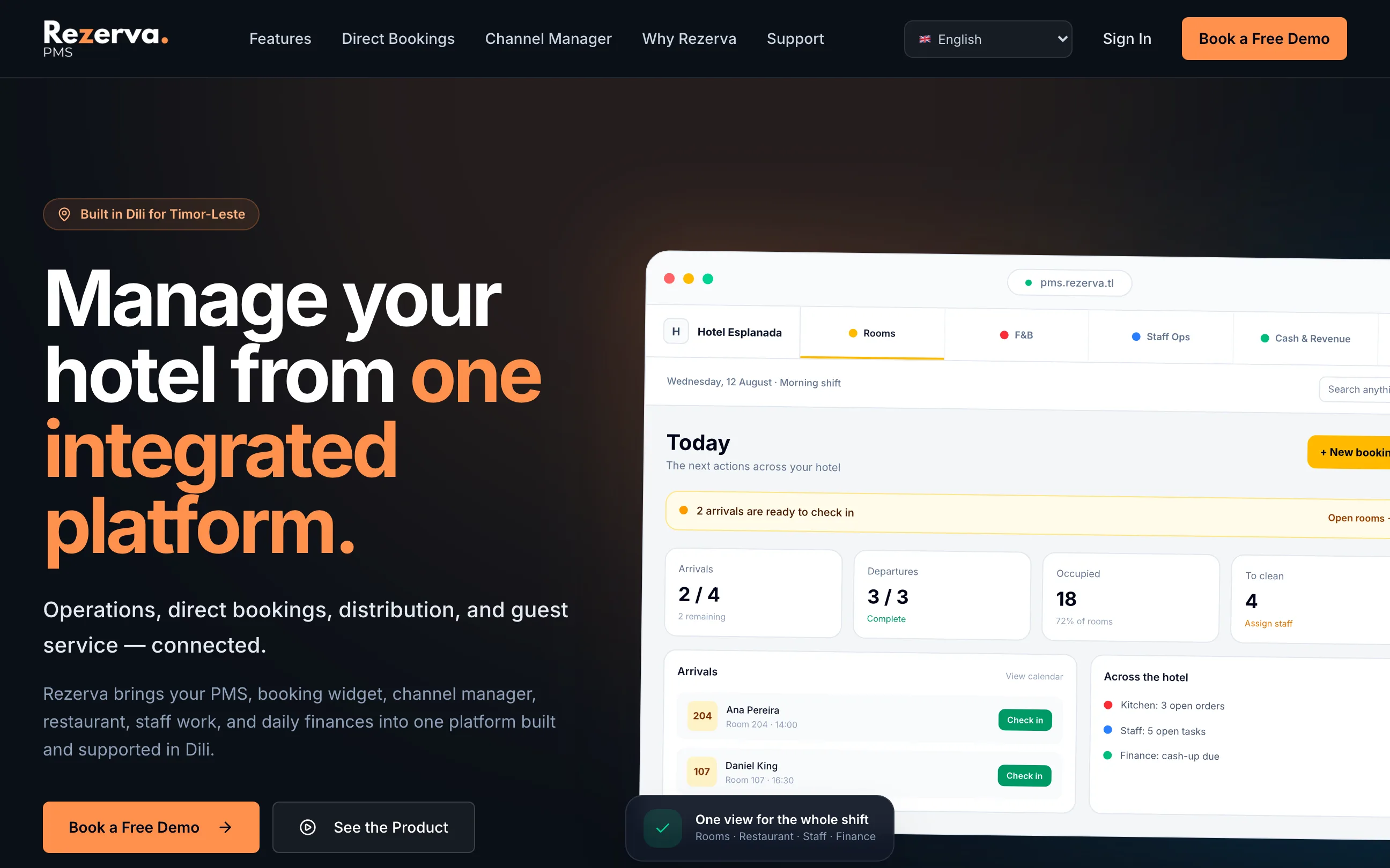 Rezerva PMS — The hotel operating system for Timor-Leste