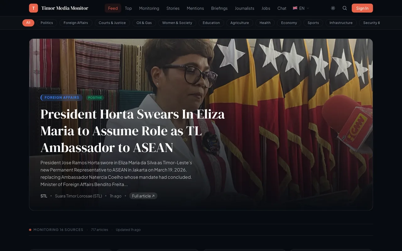 Timor Media Monitor — AI news monitoring for Timor-Leste